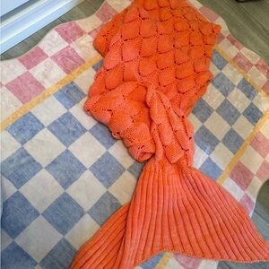 Orange Mermaid Tail Blanket for kids or small adult